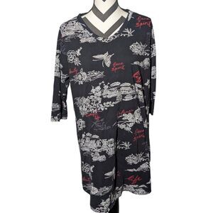 Balance L Black Asian Scenic Print Tunic Dress
